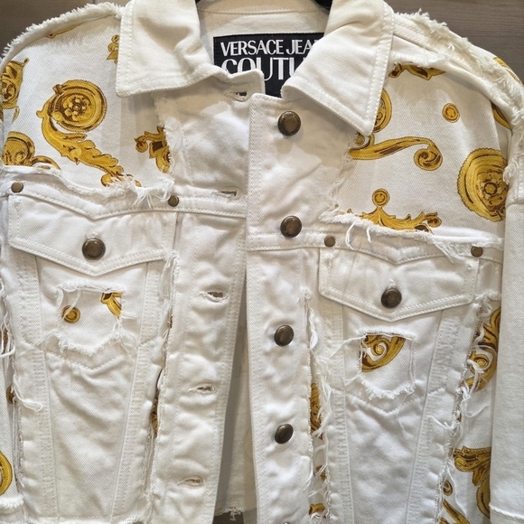 Versace Jeans White and Gold Women's Jacket, Baroque Print NWT, - Picture 11 of 11